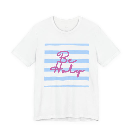 Be Holy script tee | Blue stripe graphic T-shirt