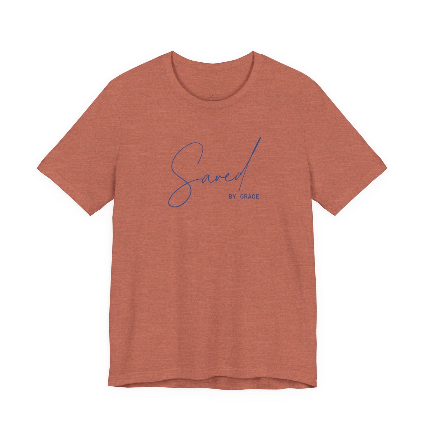 Saved By Grace Script Tee – Christian Faith Woman