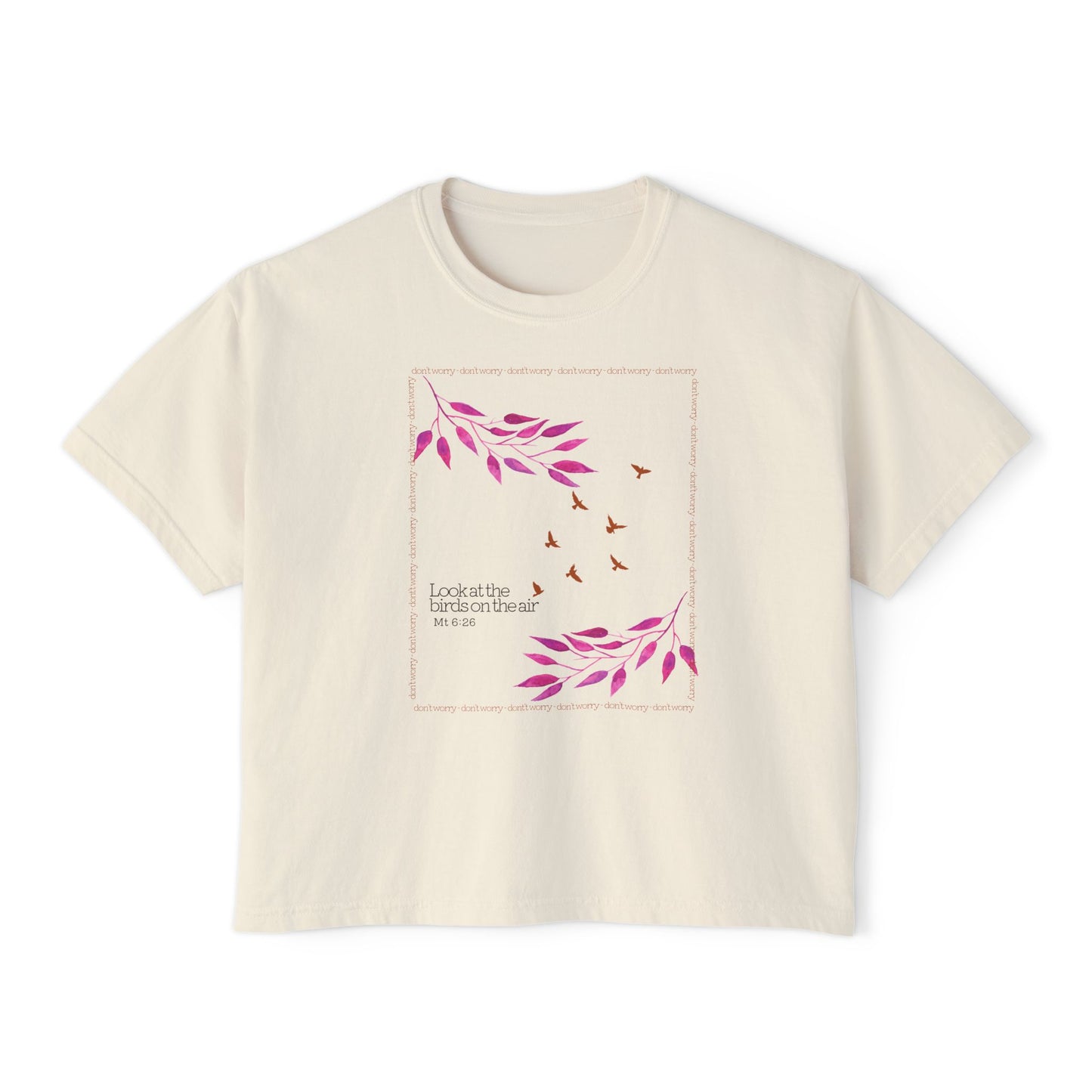 Matthew 6:26 Christian T-Shirt Look at the Birds of the Air Minimal Scripture Tee Faith Based Gift for Women