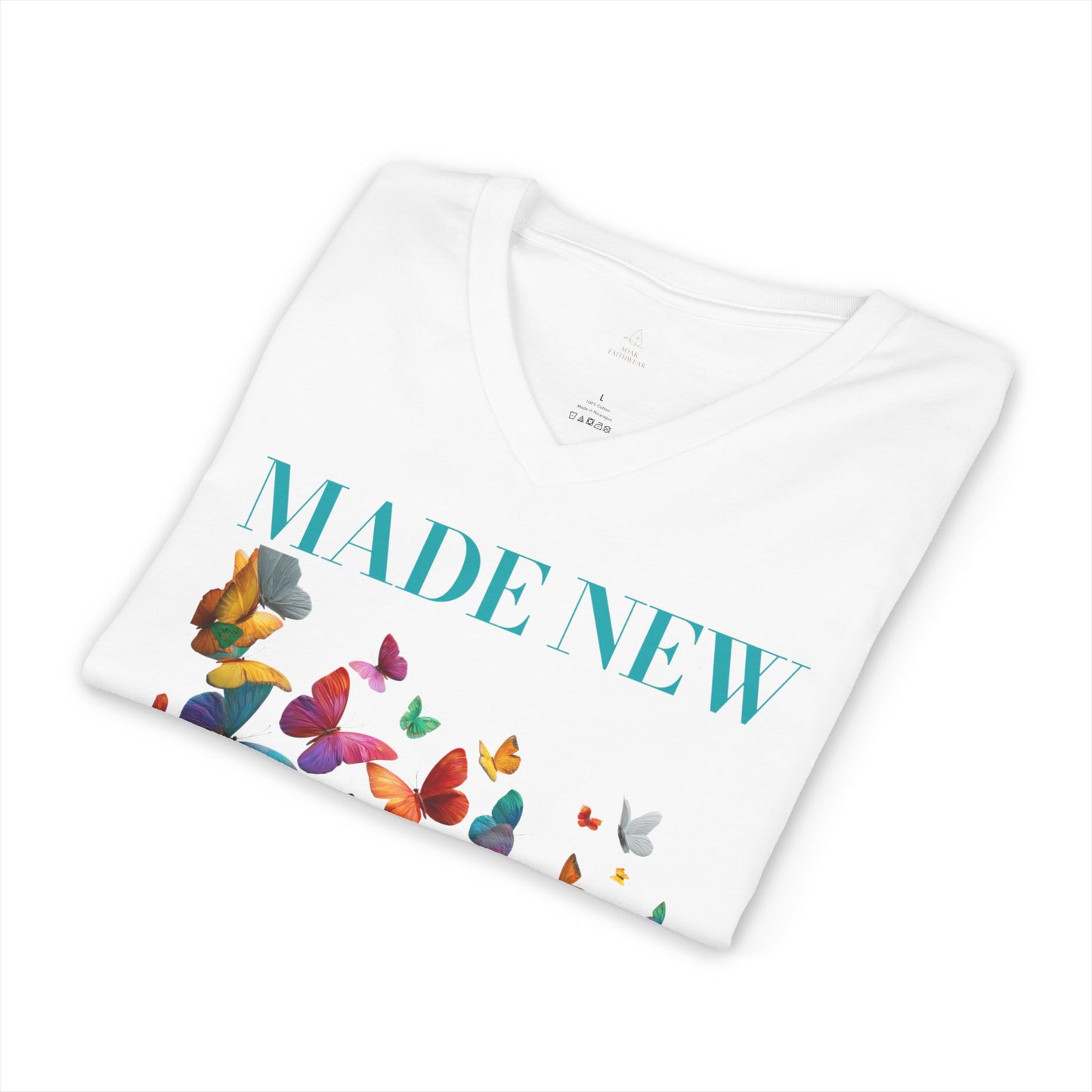 Made New Butterflies V-Neck Woman Tee