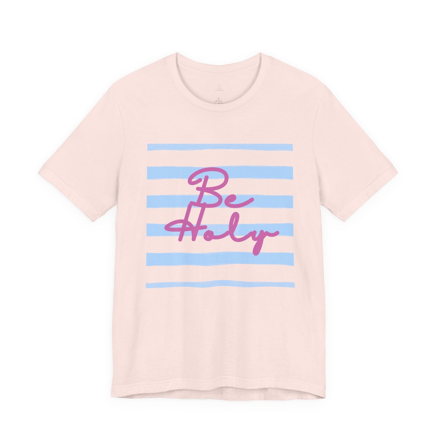 Be Holy script tee | Blue stripe graphic T-shirt