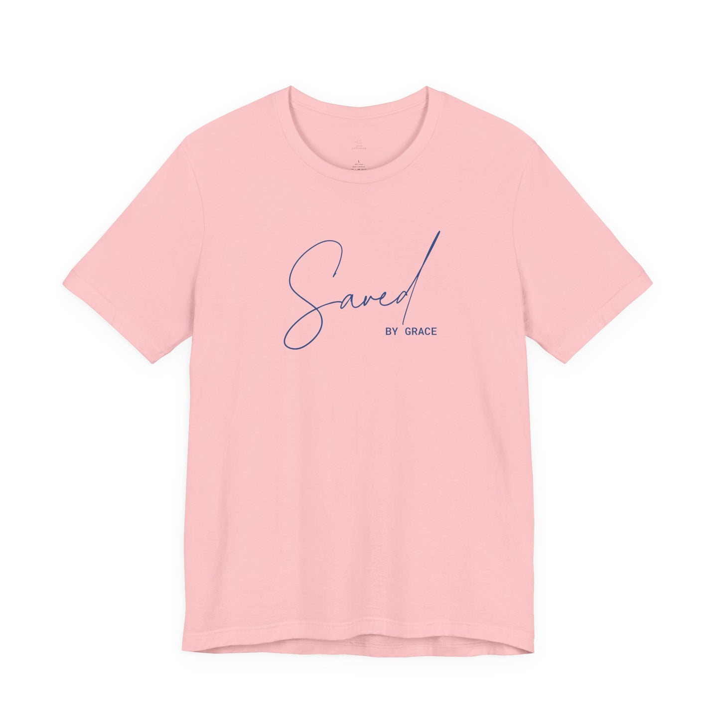 Saved By Grace Script Tee – Christian Faith Woman