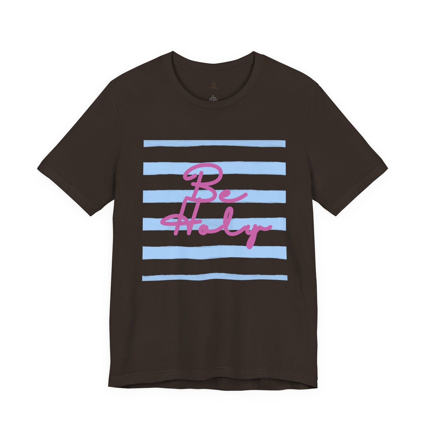 Be Holy script tee | Blue stripe graphic T-shirt