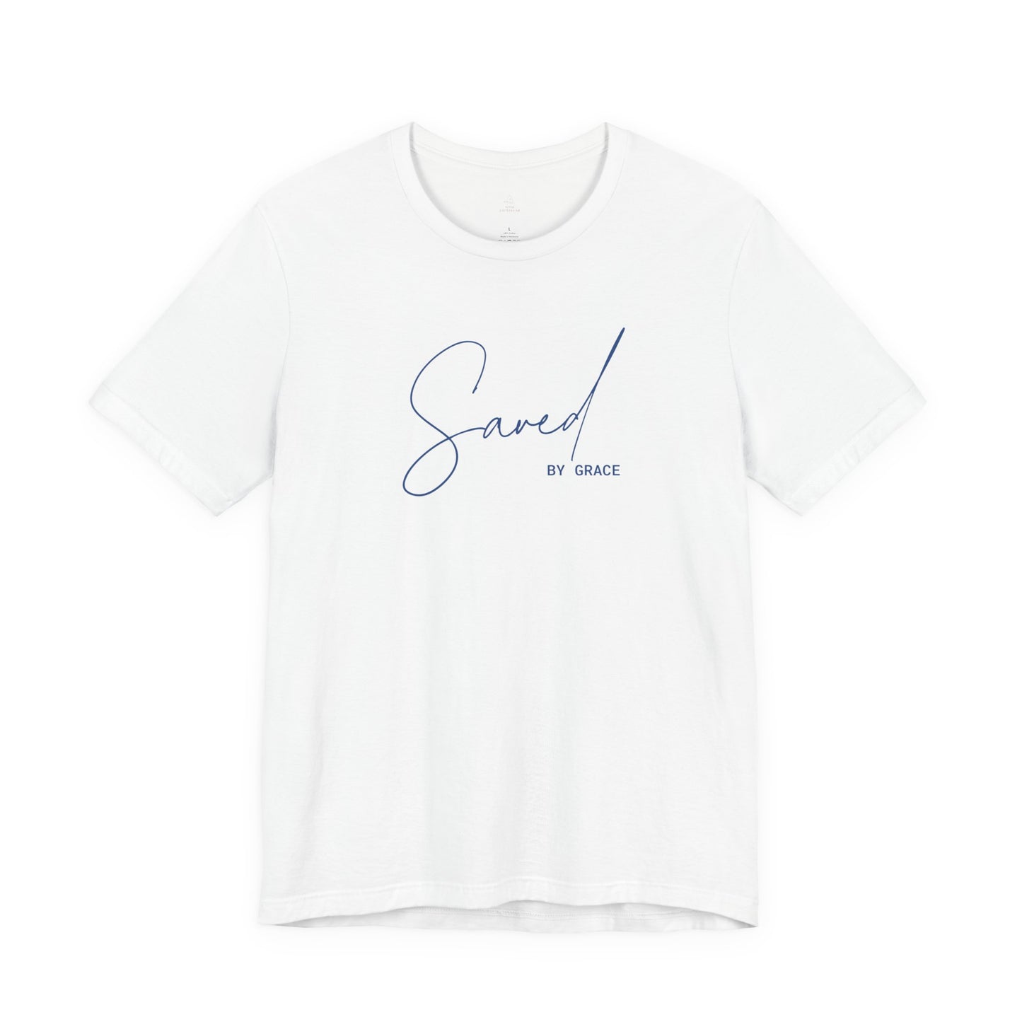 Saved By Grace Script Tee – Christian Faith Woman