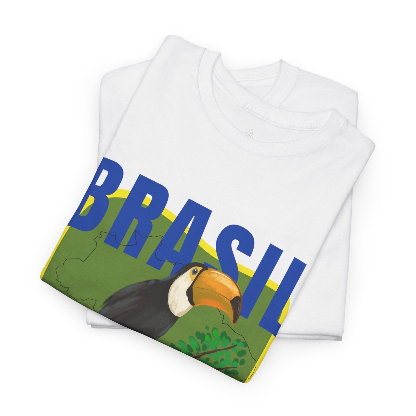 Brasil Toucan Illustration T-Shirt | Brazilian Flag Colors, Tropical Jungle Design