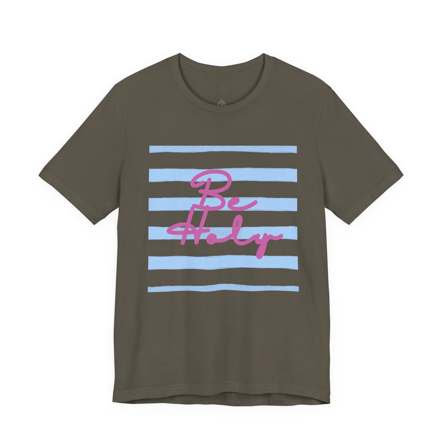 Be Holy script tee | Blue stripe graphic T-shirt