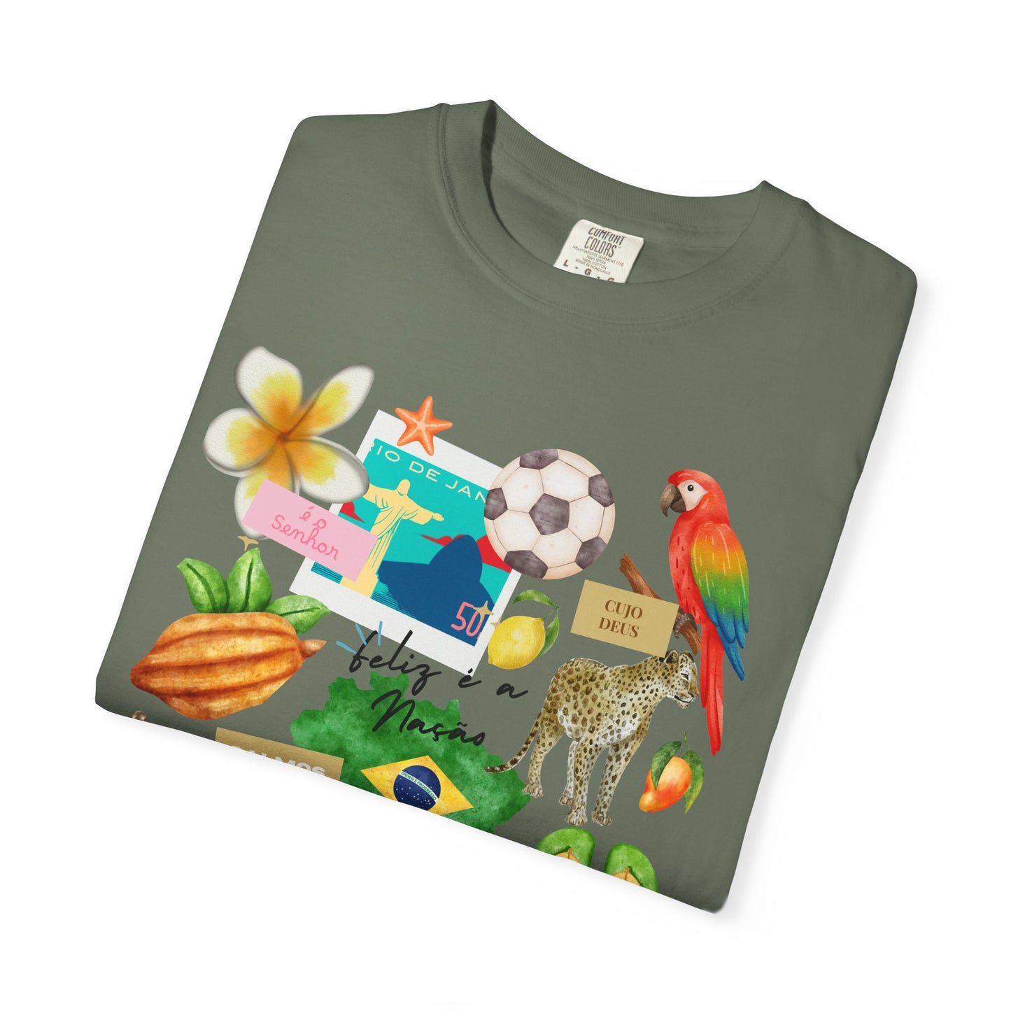 Brazil Tropical Illustration T-Shirt | Birds, Toucan, Parrot, Flip Flops