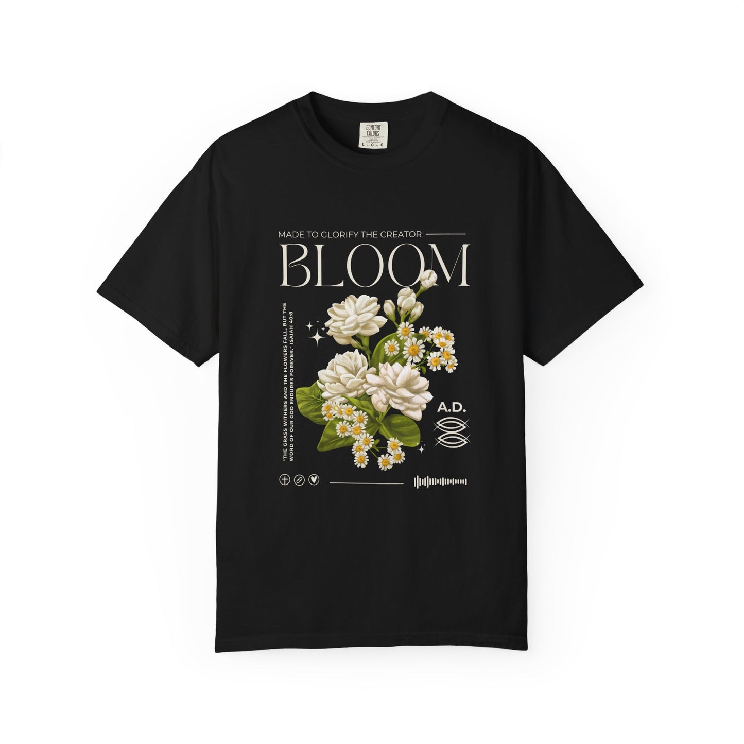 Christian Tee Bloom Floral Illustration T-shirt | Vintage  Botanical Graphic