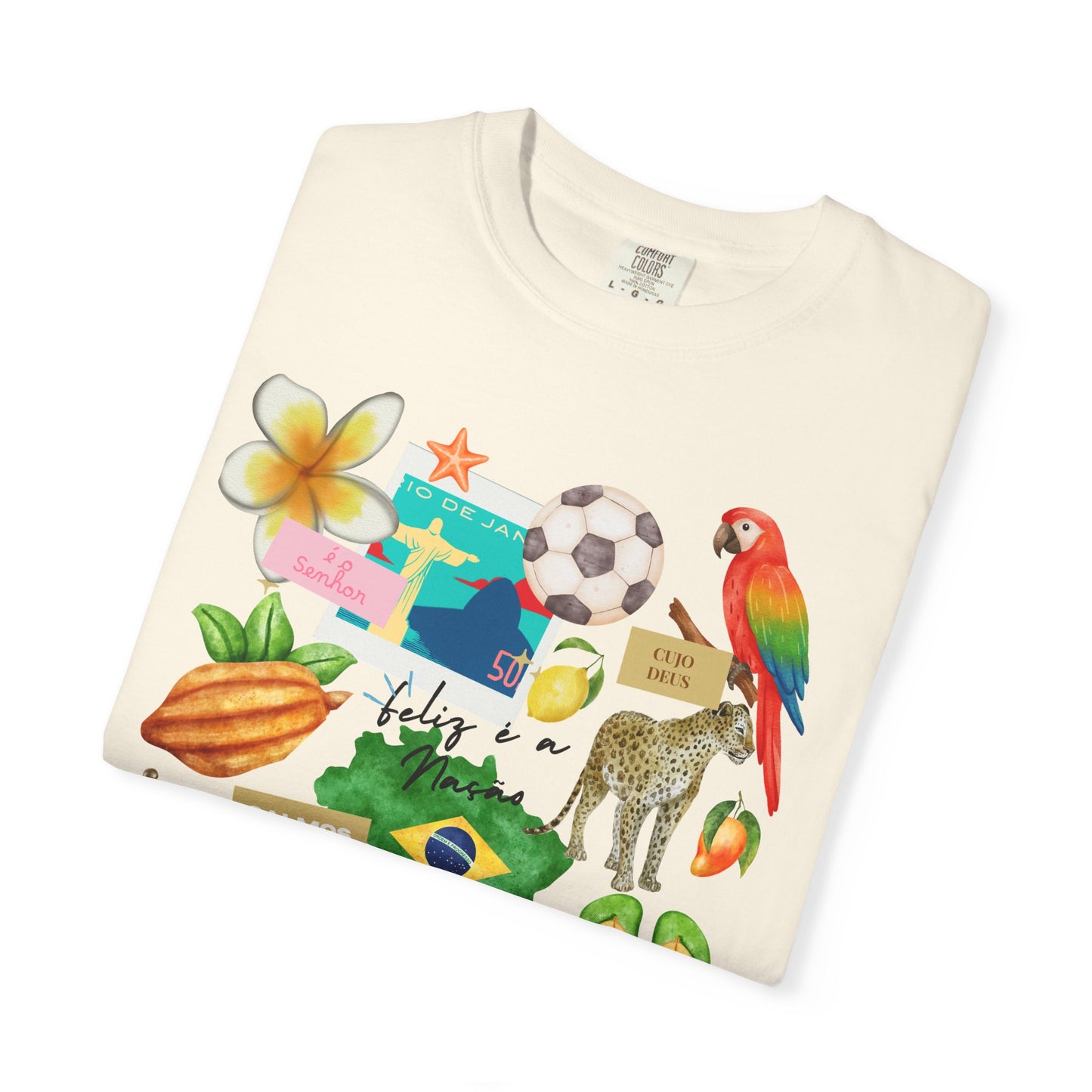 Brazil Tropical Illustration T-Shirt | Birds, Toucan, Parrot, Flip Flops