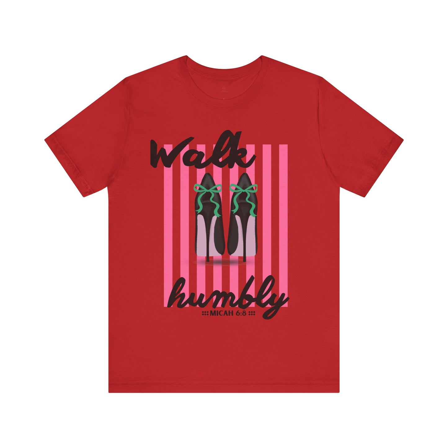 Walk Humbly shoes graphic Tee | Christian scripture Micah 6:8 striped design