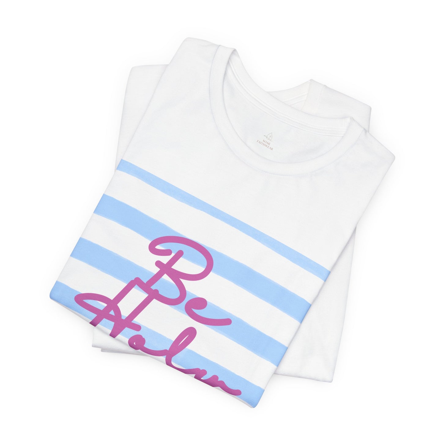 Be Holy script tee | Blue stripe graphic T-shirt