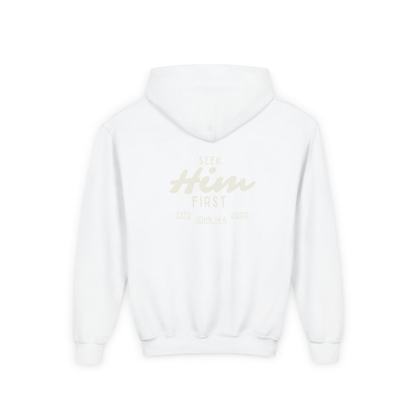 Seek Him First Man Christian Hoodie | John 14:6 Bible Verse Sweatshirt