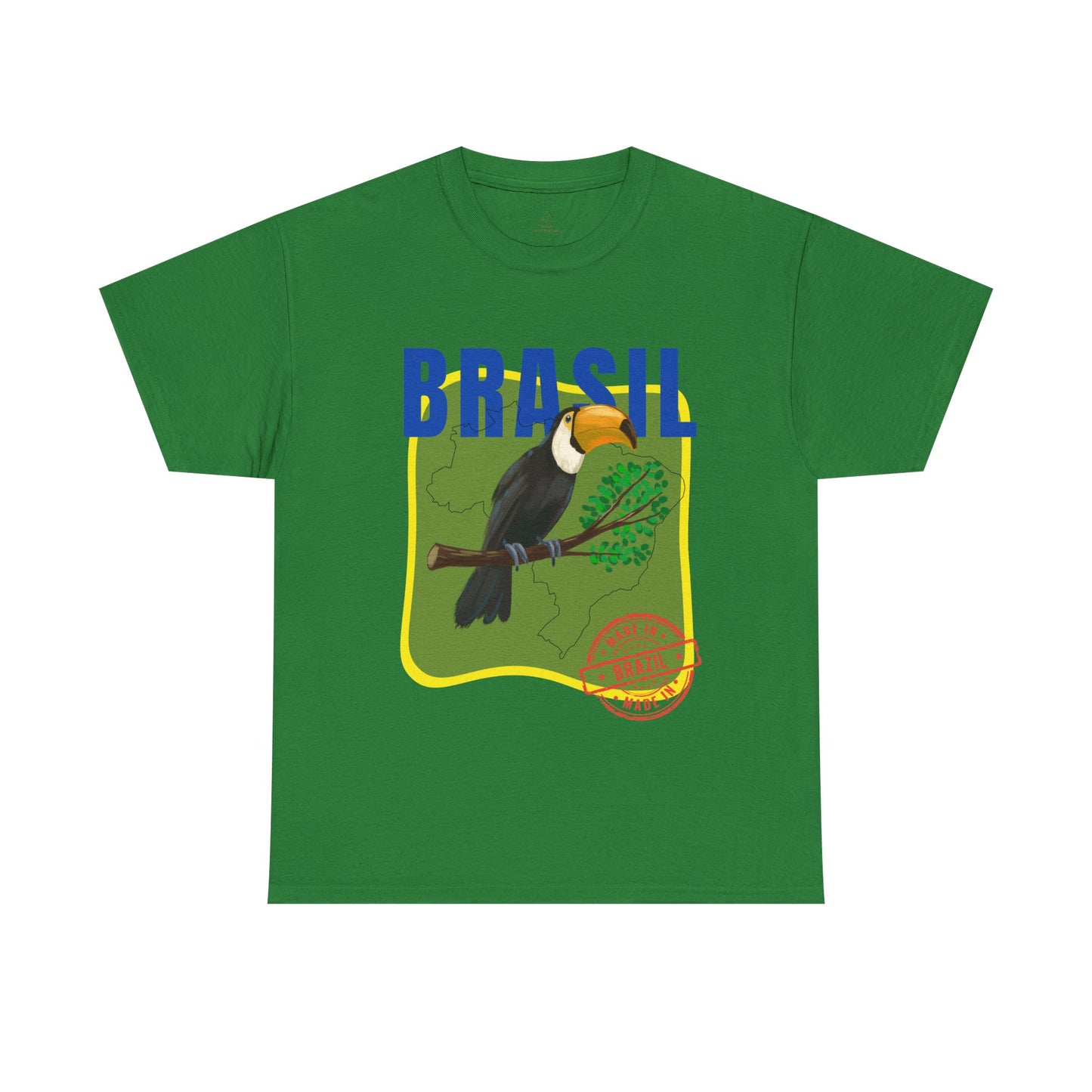 Brasil Toucan Illustration T-Shirt | Brazilian Flag Colors, Tropical Jungle Design