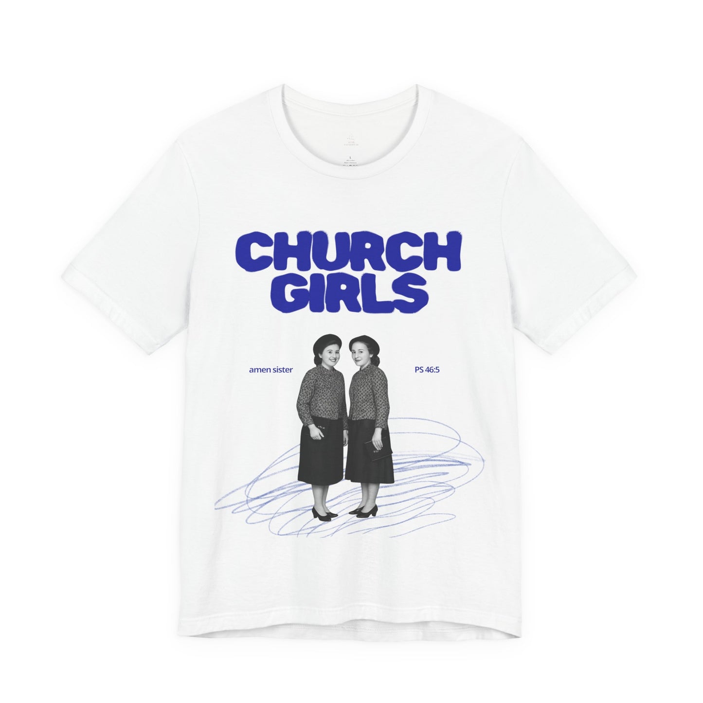 Church Girls T-Shirt | Vintage Photo, Retro Script, Religious Theme
