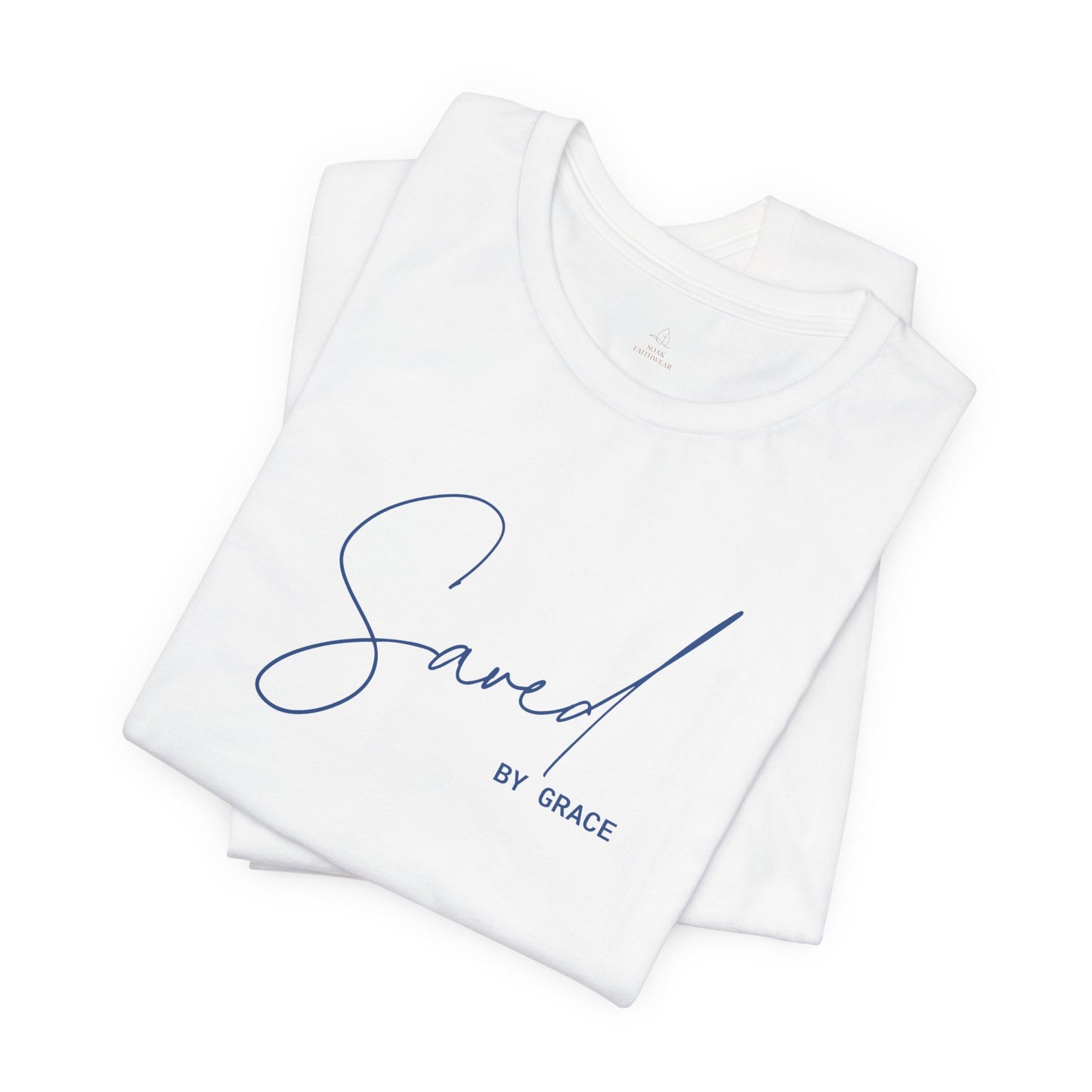Saved By Grace Script Tee – Christian Faith Woman