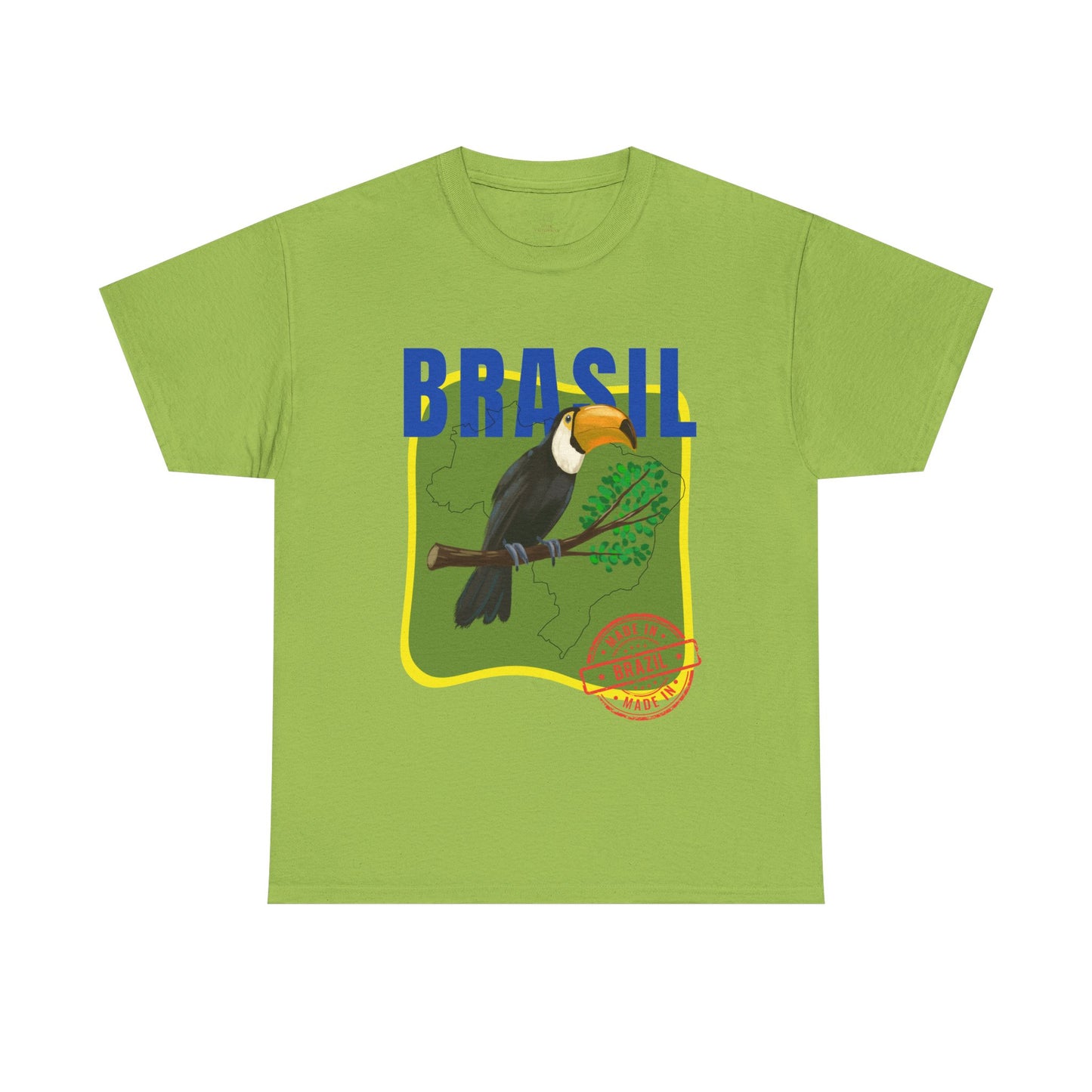 Brasil Toucan Illustration T-Shirt | Brazilian Flag Colors, Tropical Jungle Design