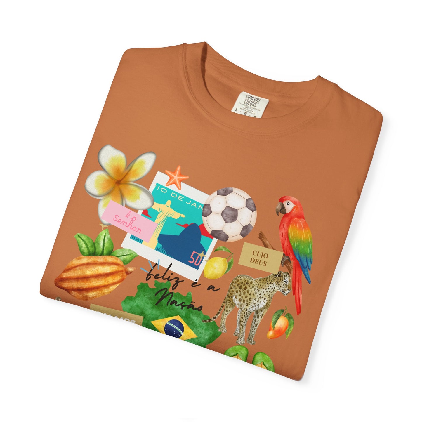 Brazil Tropical Illustration T-Shirt | Birds, Toucan, Parrot, Flip Flops
