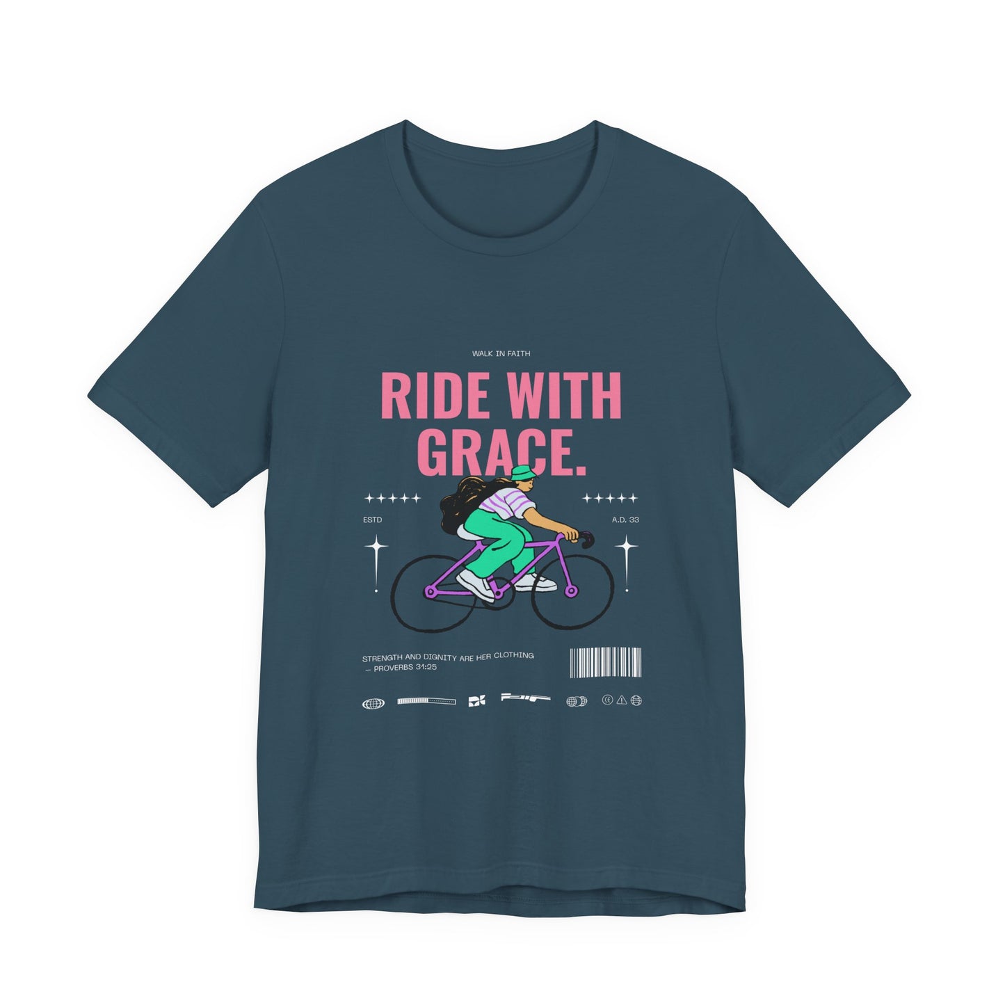 Ride With Grace bicycle illustration T-Shirt