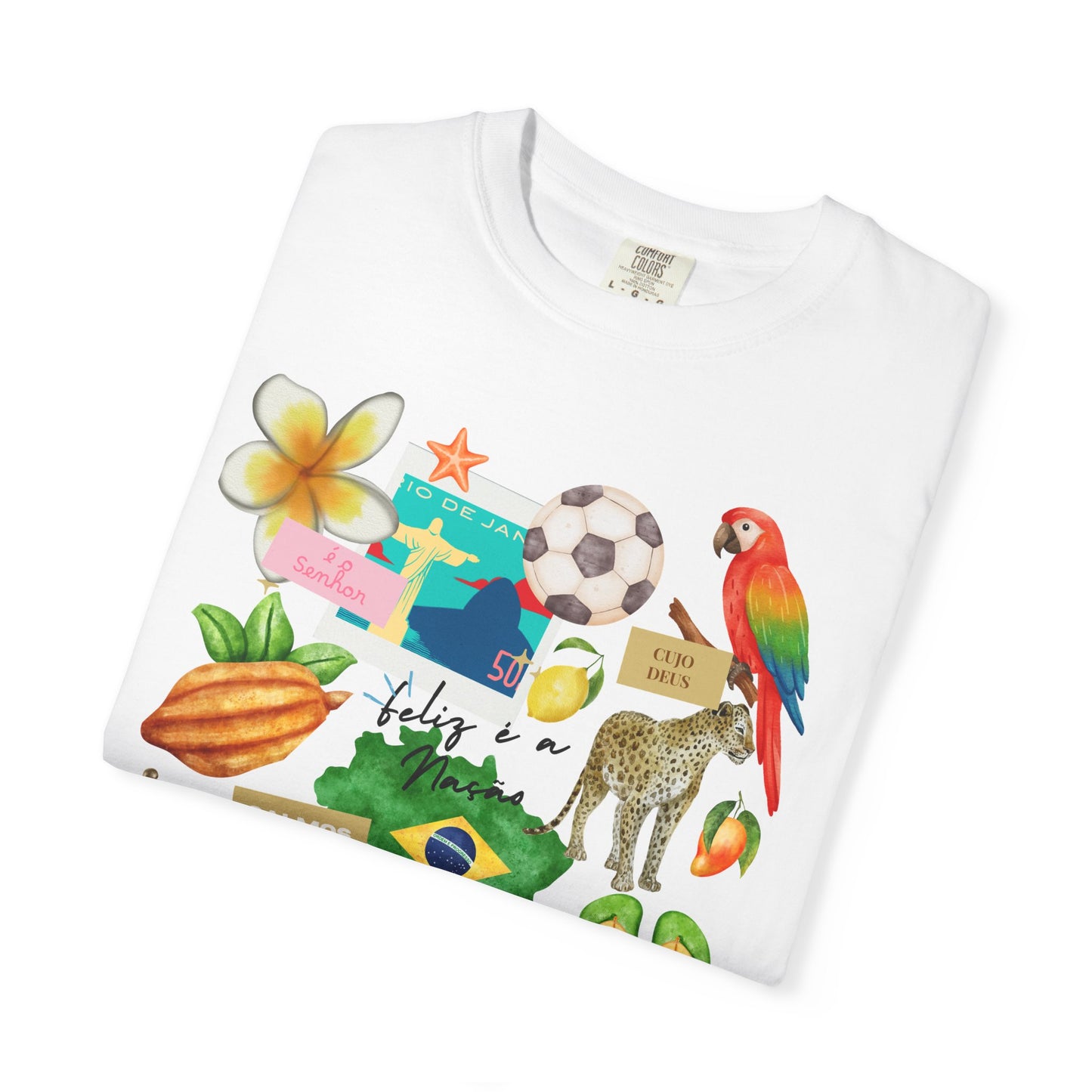 Brazil Tropical Illustration T-Shirt | Birds, Toucan, Parrot, Flip Flops