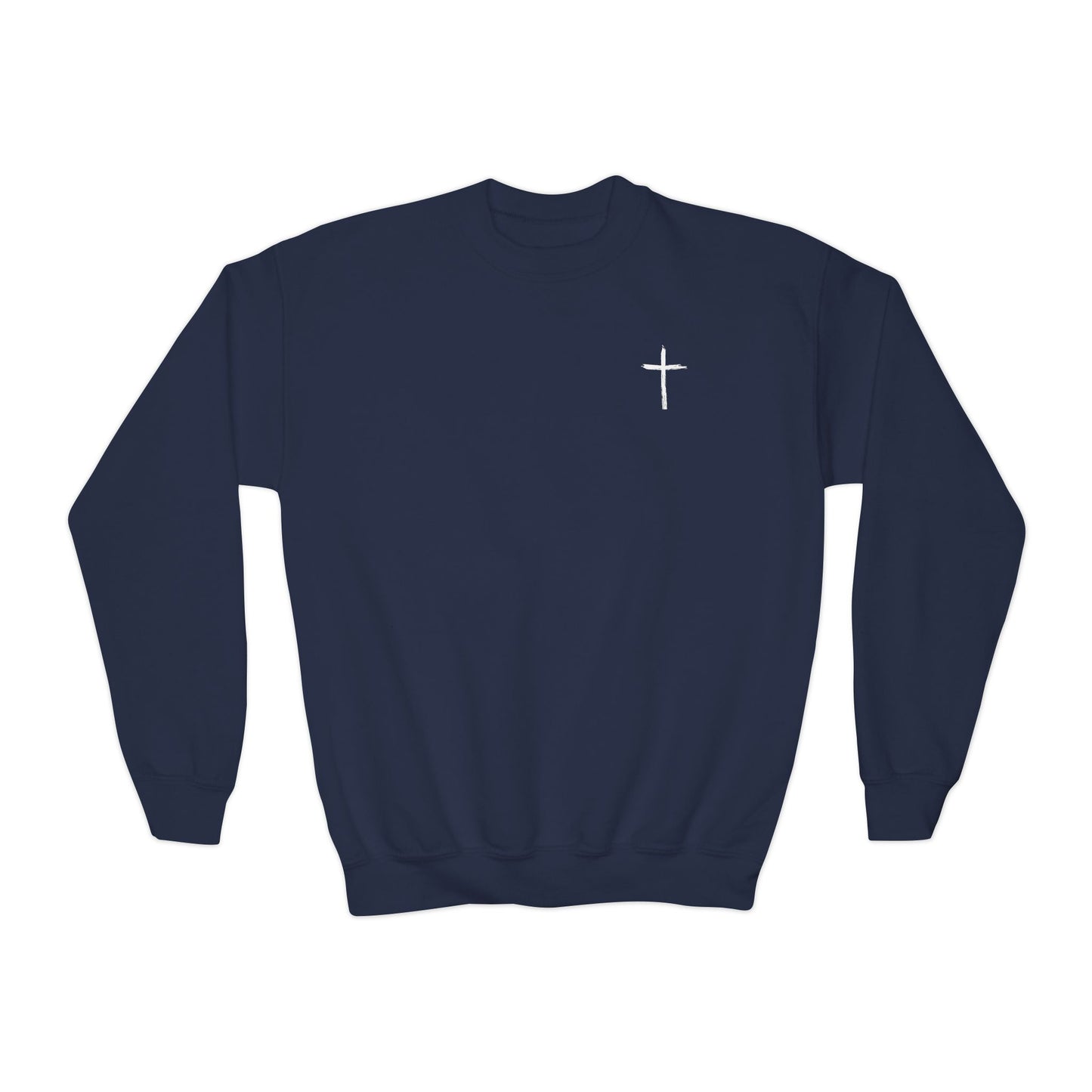 Christian MAn Sweatshirt | Small Cross Chest Graphic