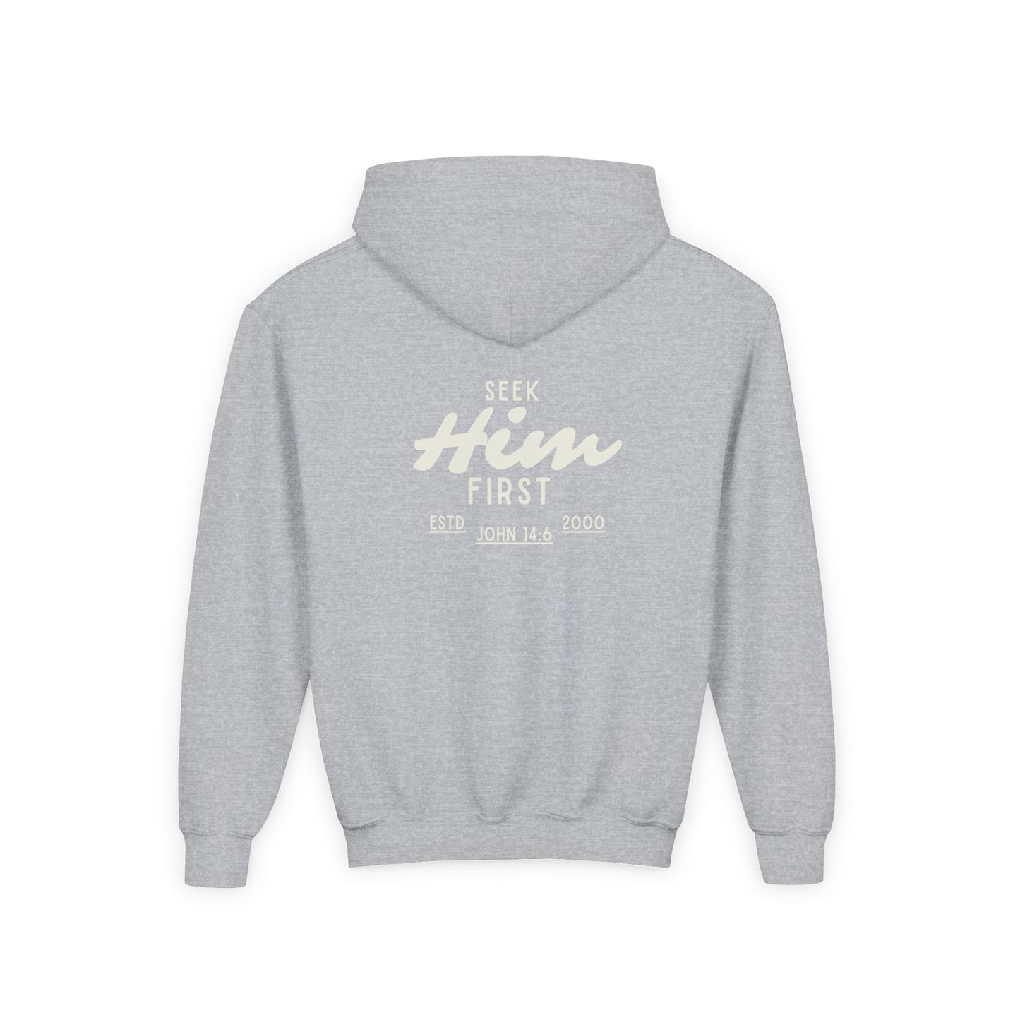 Seek Him First Man Christian Hoodie | John 14:6 Bible Verse Sweatshirt