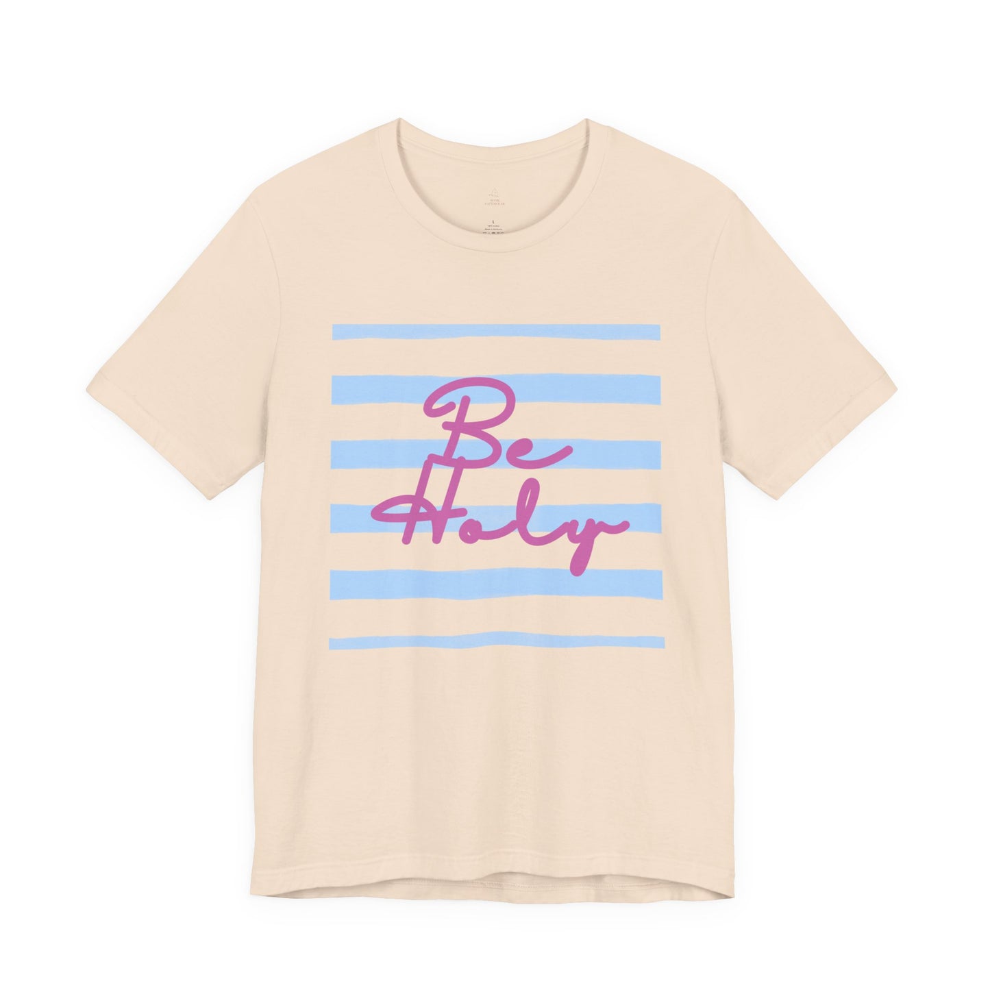 Be Holy script tee | Blue stripe graphic T-shirt