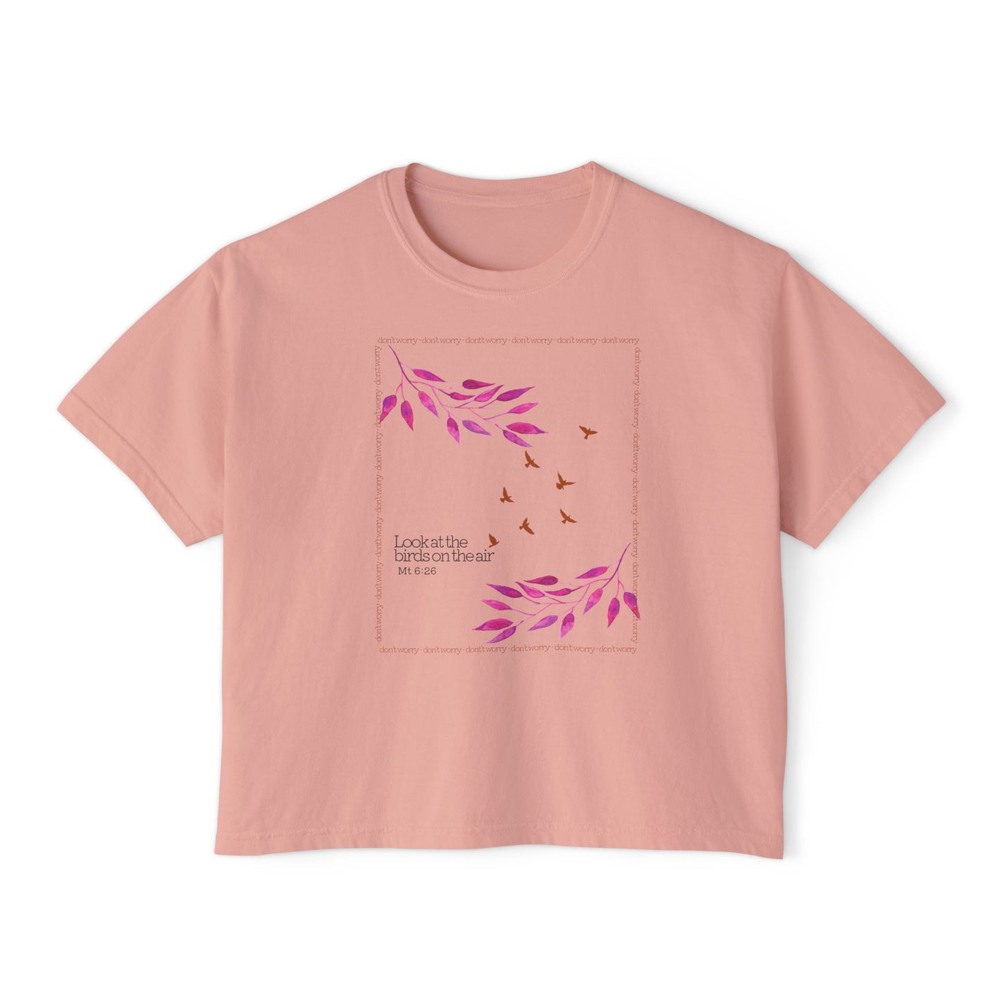 Matthew 6:26 Christian T-Shirt Look at the Birds of the Air Minimal Scripture Tee Faith Based Gift for Women