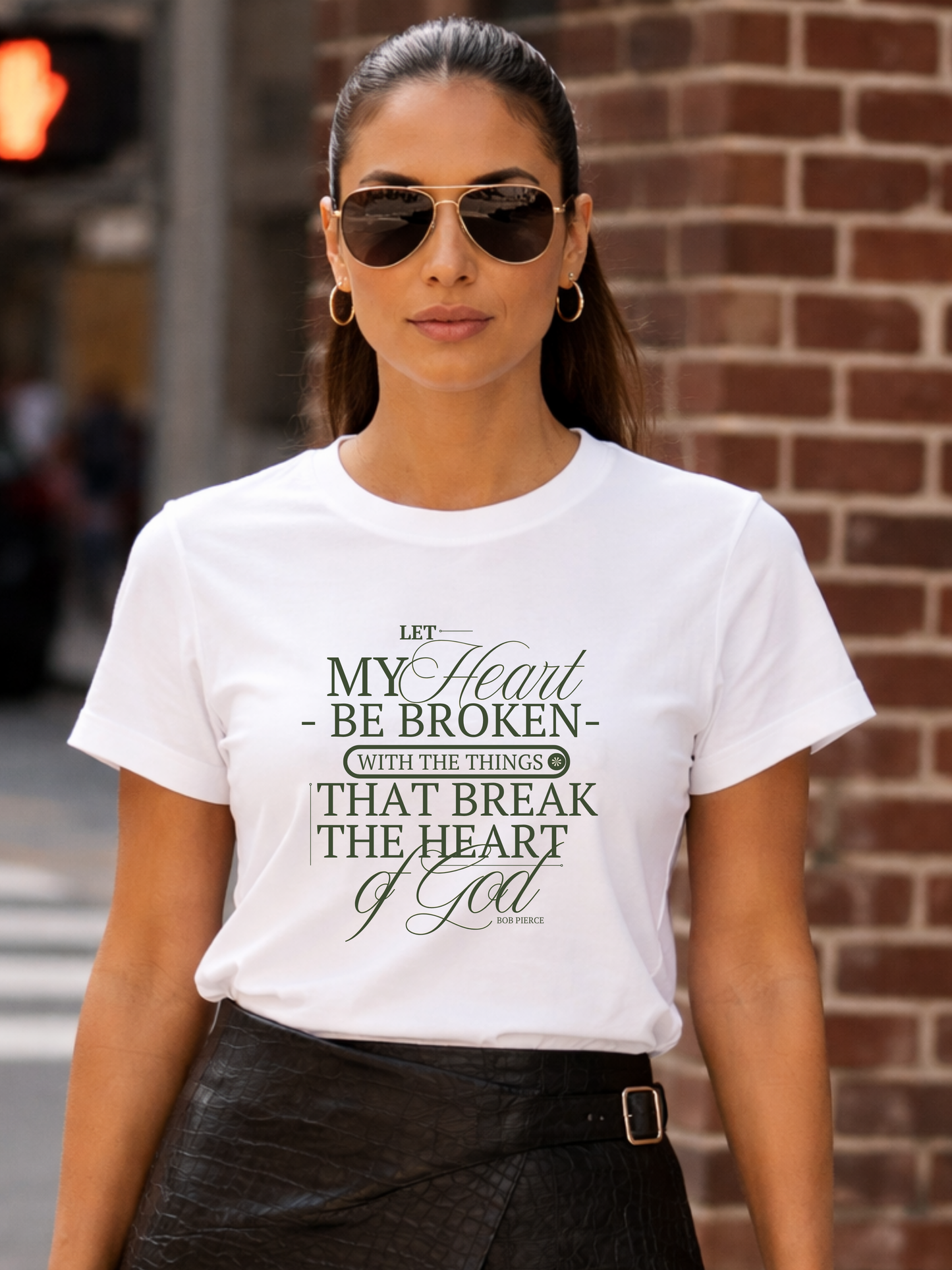 Christian T-shirt| Let My Heart Be Broken Script Quote Tee