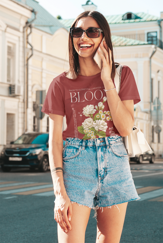 Christian Tee Bloom Floral Illustration T-shirt | Vintage  Botanical Graphic