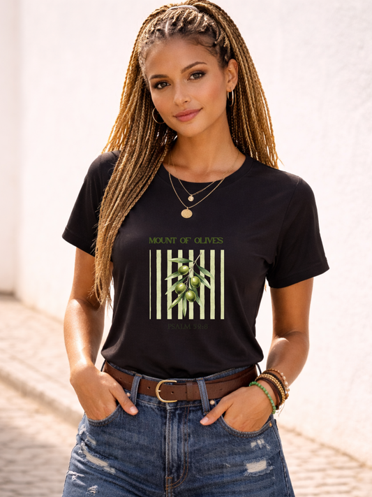 Mount of Olives olive branch T-Shirt | Psalm 52:8 Bible verse
