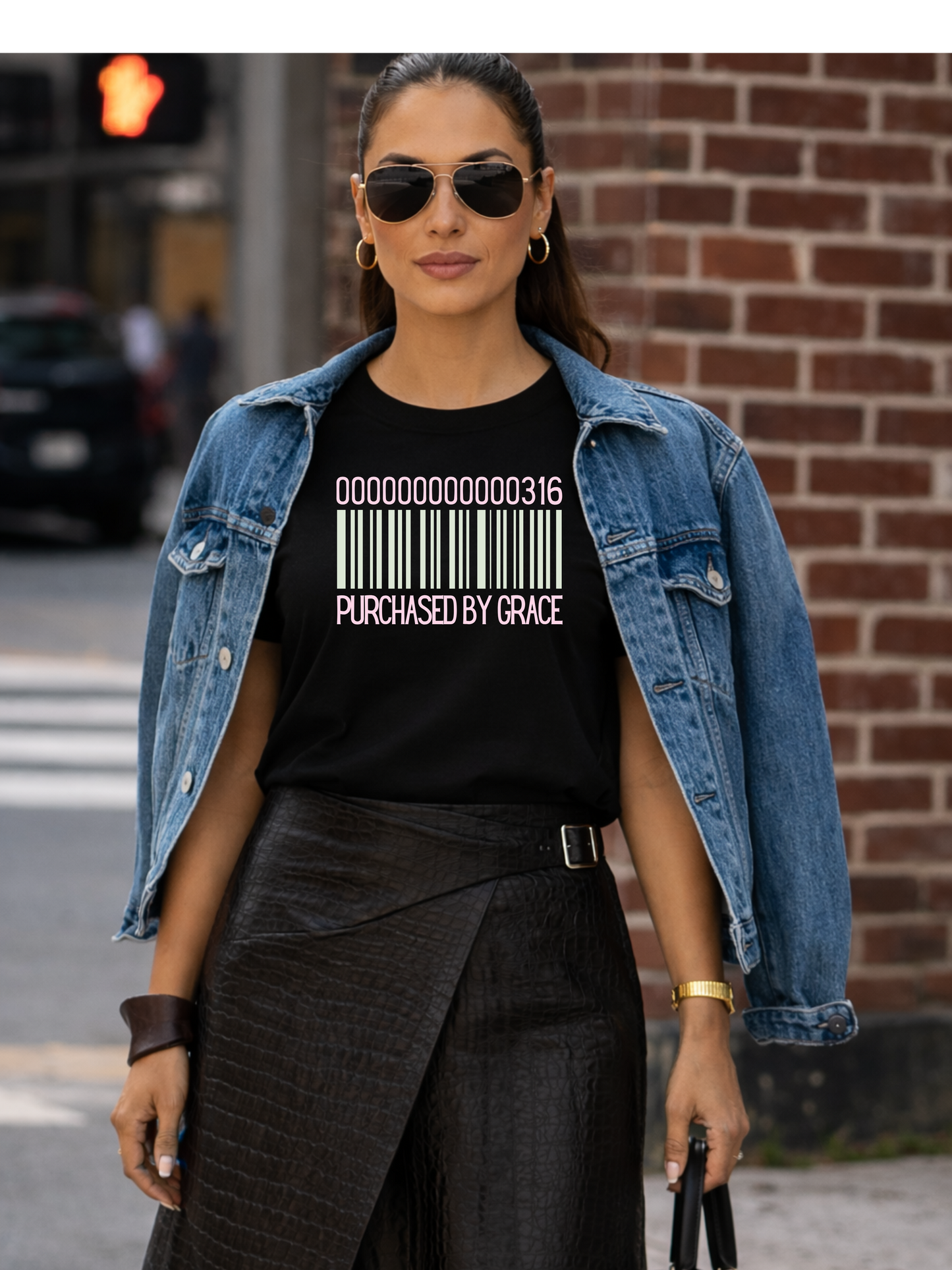Barcode 'Purchased by Grace' Design Woman Tee