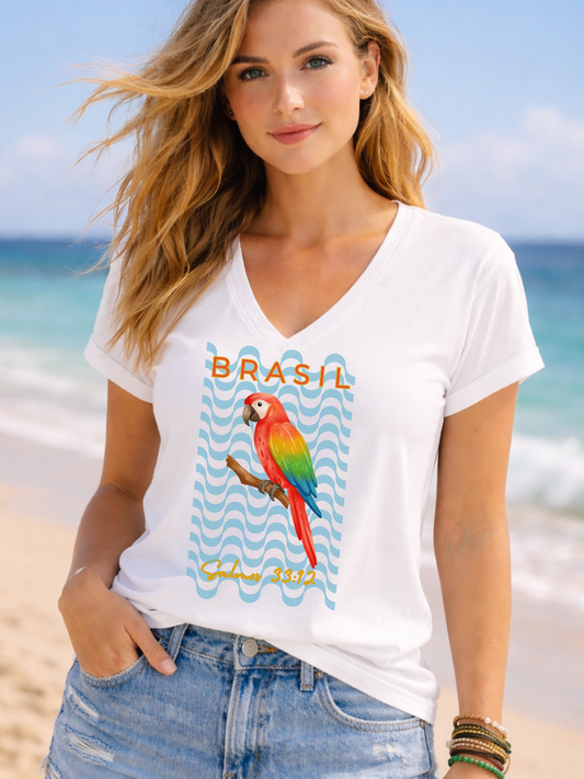 Brasil Parrot Illustration Woman Tee