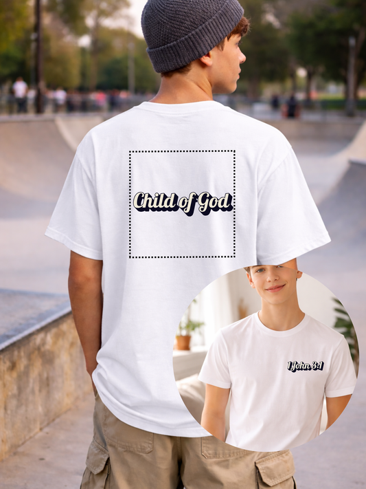 Child of God Man Tee | Christian Faith Script Design