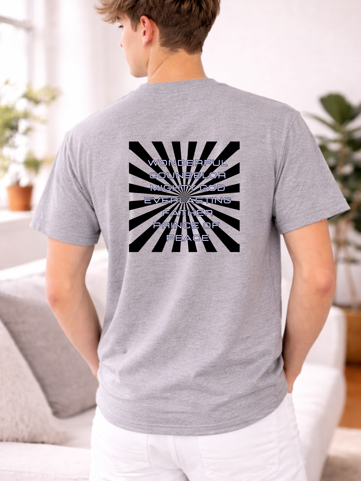 Names of Jesus Christian Man Graphic Tee, Isaiah 9:6 design