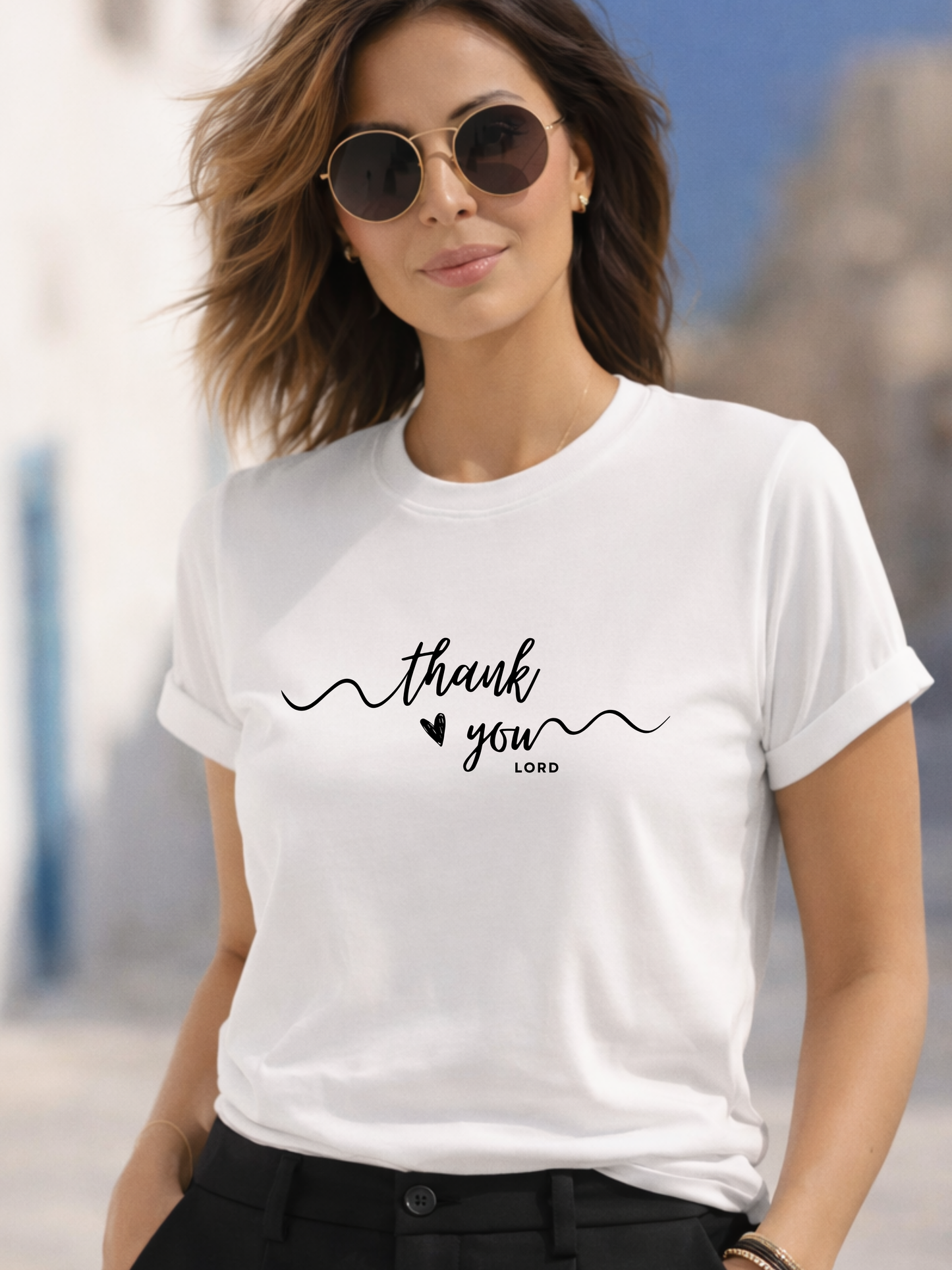 Thank You Lord script heart Woman T-Shirt Faith Christian