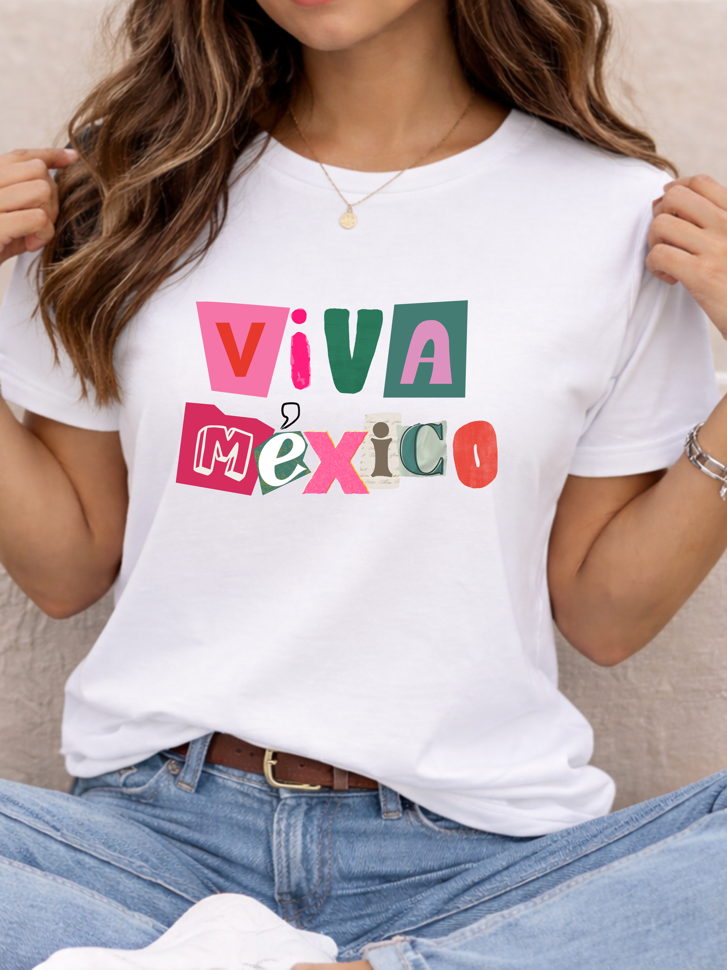 Viva Mexico block letters Tee | Mexican pride graphic T-Shirt