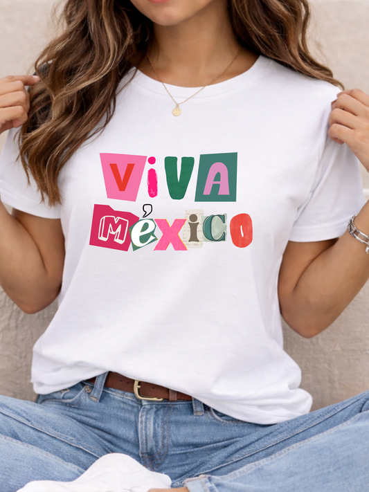 Viva Mexico block letters Tee | Mexican pride graphic T-Shirt