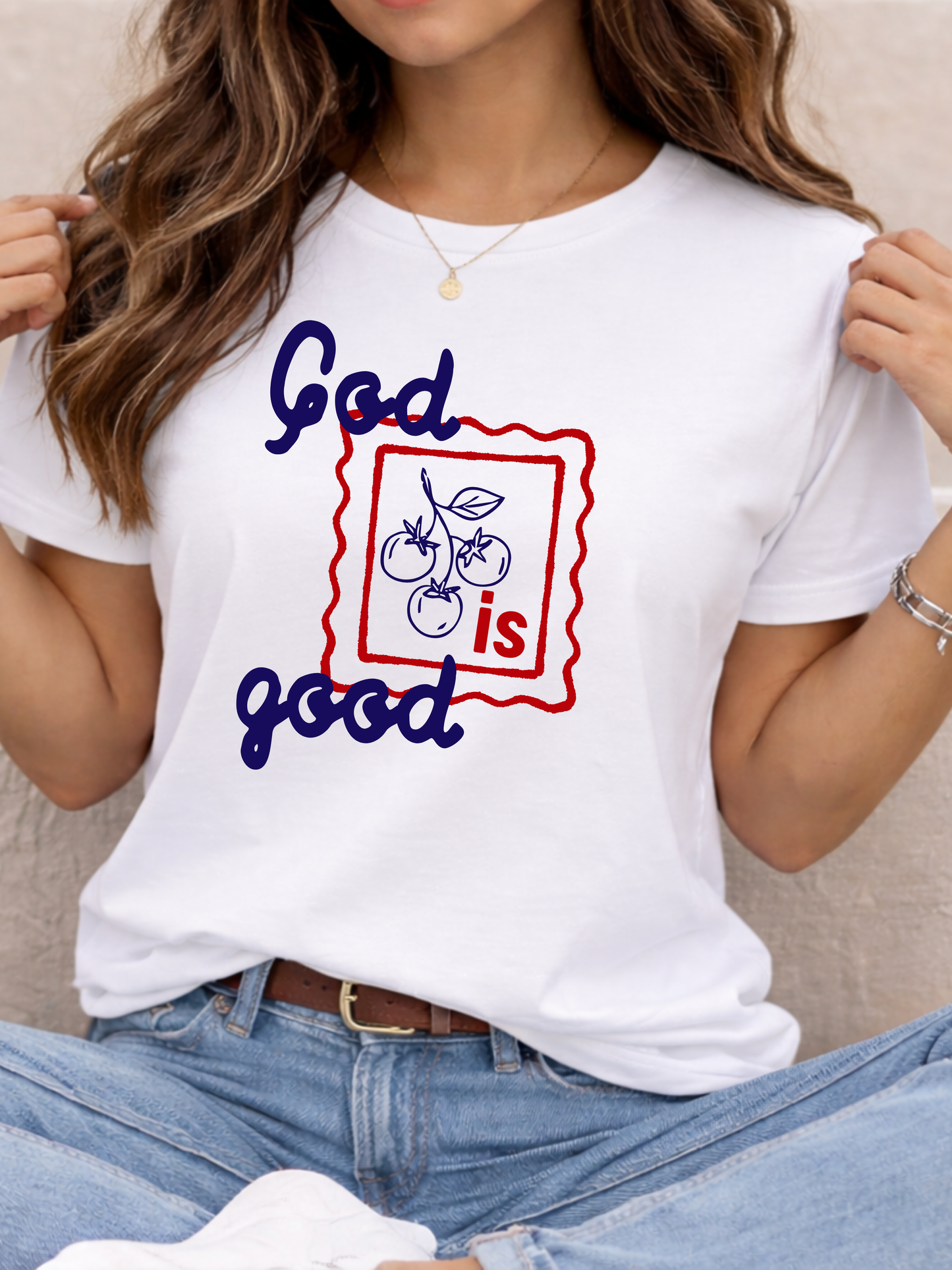 God Is Good T-Shirt | Religious Christian Tee, Hand-Drawn Fruit Illustration