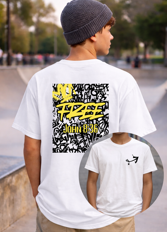 Free Graffiti John 8:36 Kids Tee