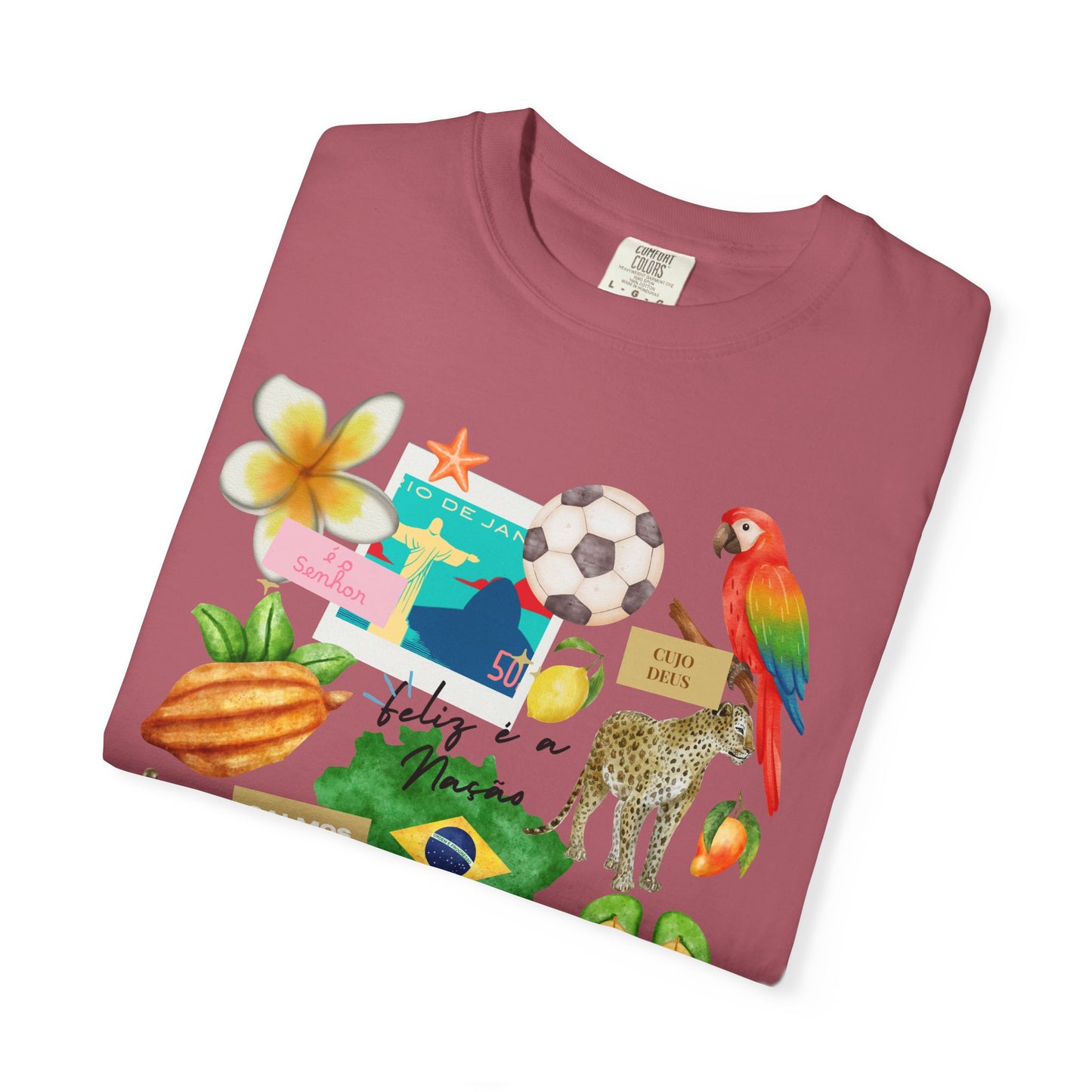Brazil Tropical Illustration T-Shirt | Birds, Toucan, Parrot, Flip Flops