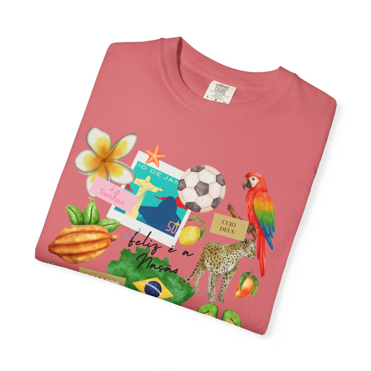 Brazil Tropical Illustration T-Shirt | Birds, Toucan, Parrot, Flip Flops