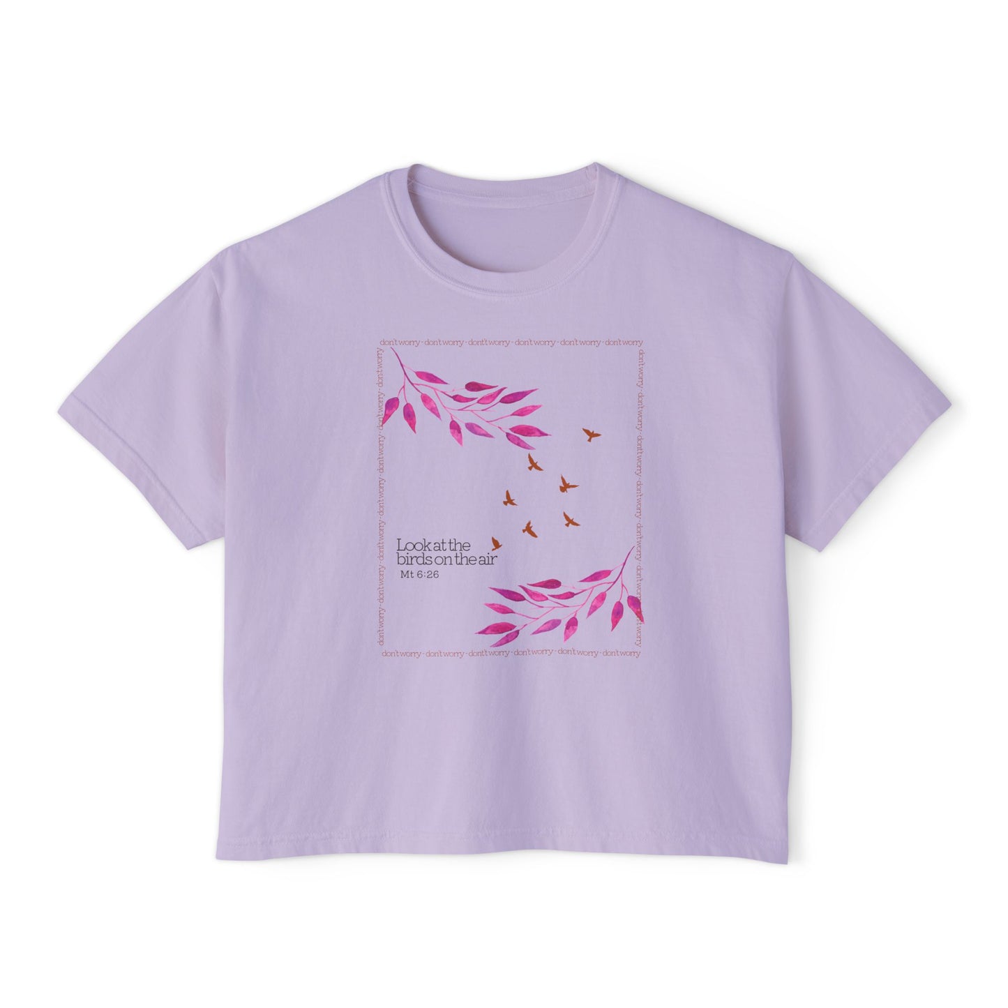 Matthew 6:26 Christian T-Shirt Look at the Birds of the Air Minimal Scripture Tee Faith Based Gift for Women