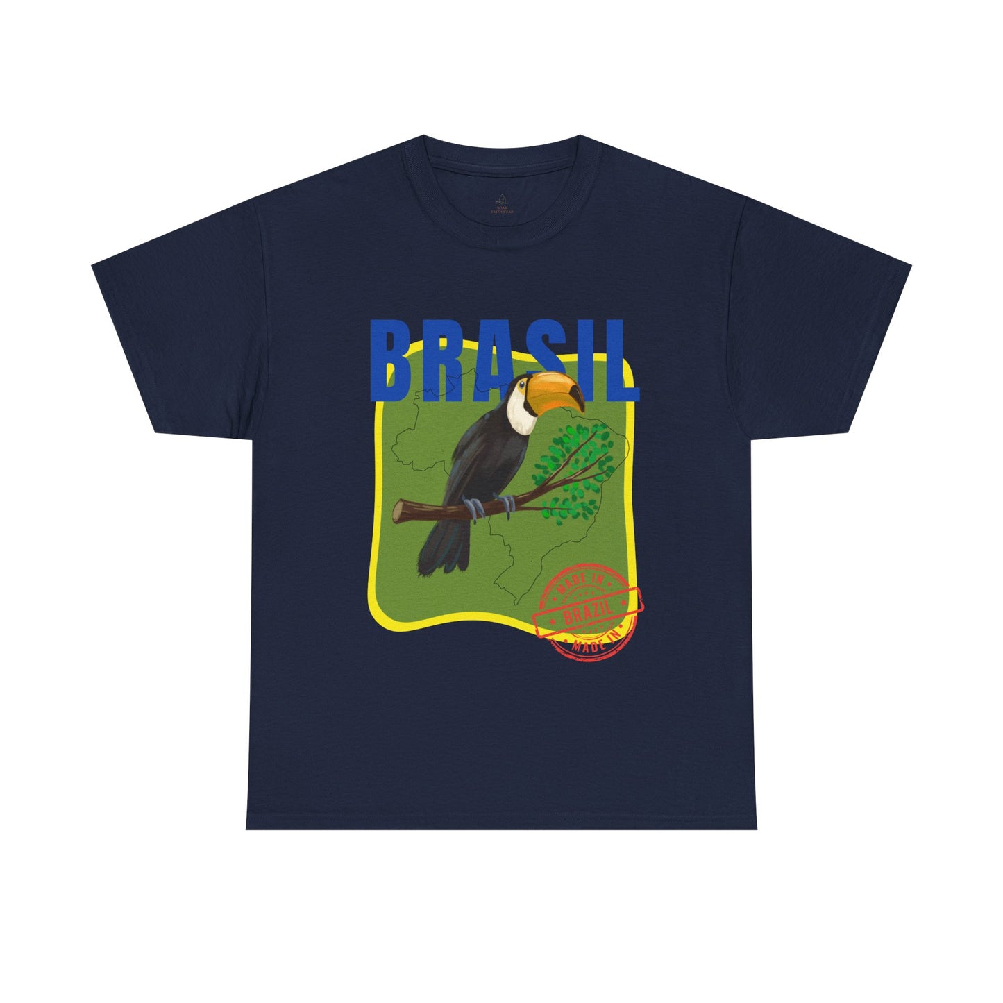 Brasil Toucan Illustration T-Shirt | Brazilian Flag Colors, Tropical Jungle Design