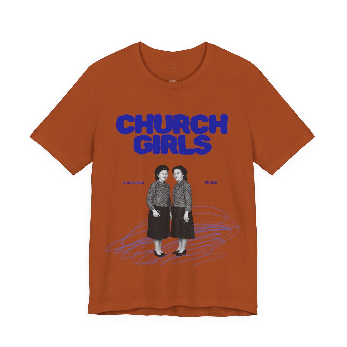 Church Girls T-Shirt | Vintage Photo, Retro Script, Religious Theme
