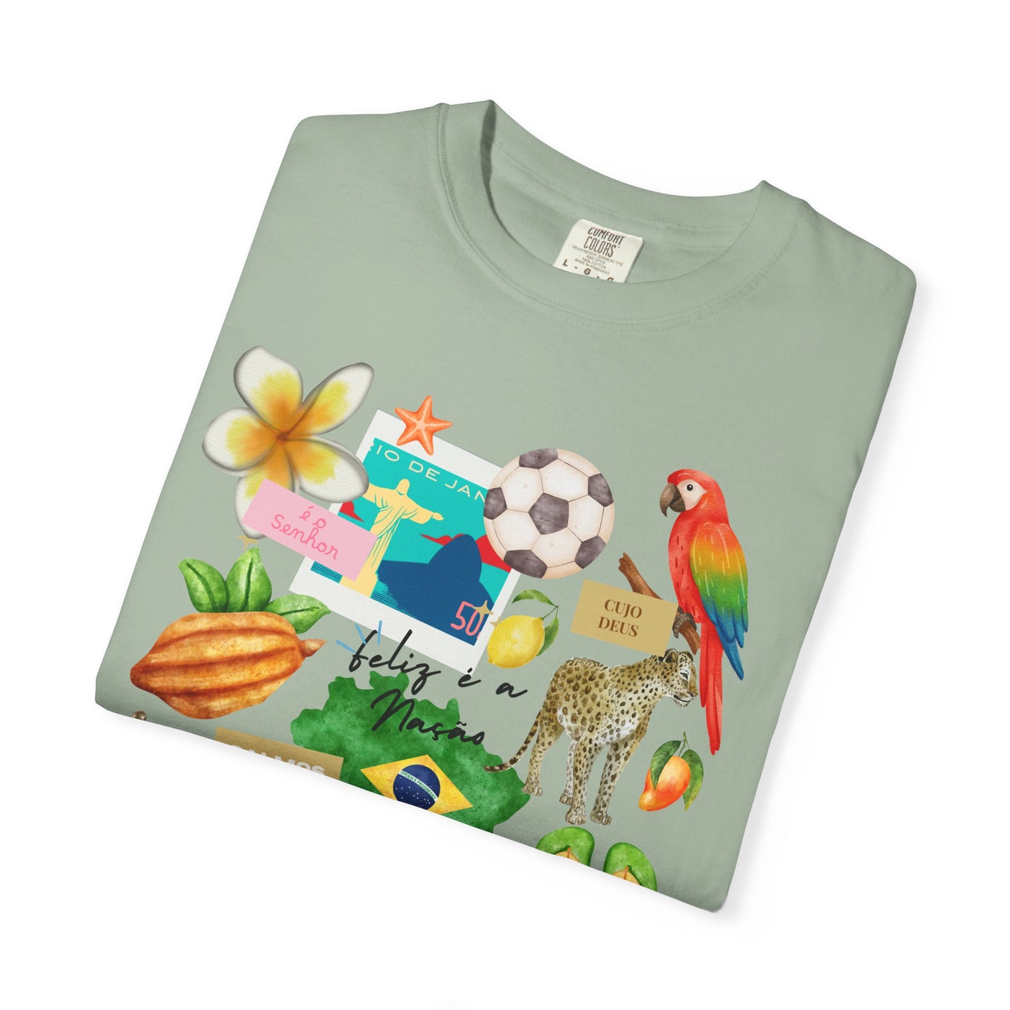 Brazil Tropical Illustration T-Shirt | Birds, Toucan, Parrot, Flip Flops