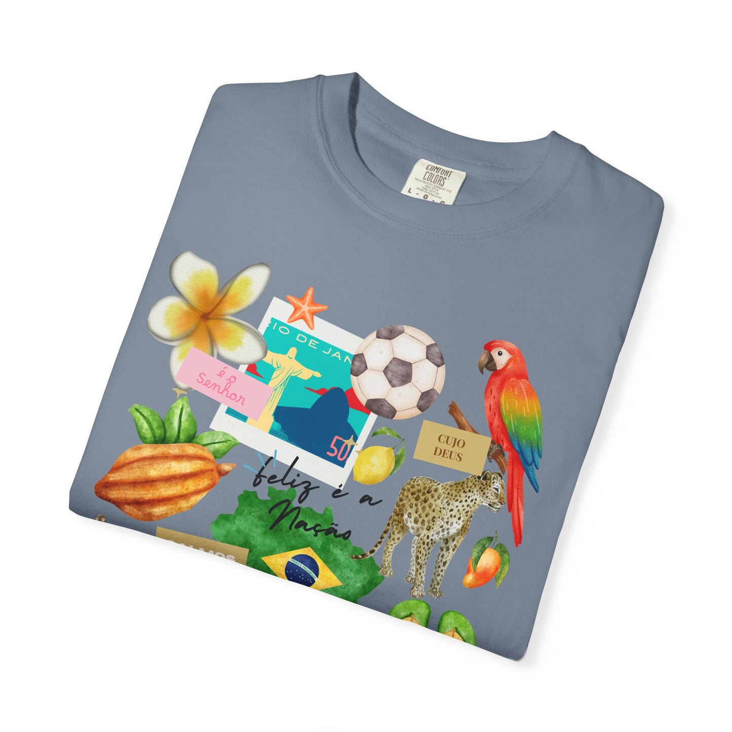 Brazil Tropical Illustration T-Shirt | Birds, Toucan, Parrot, Flip Flops