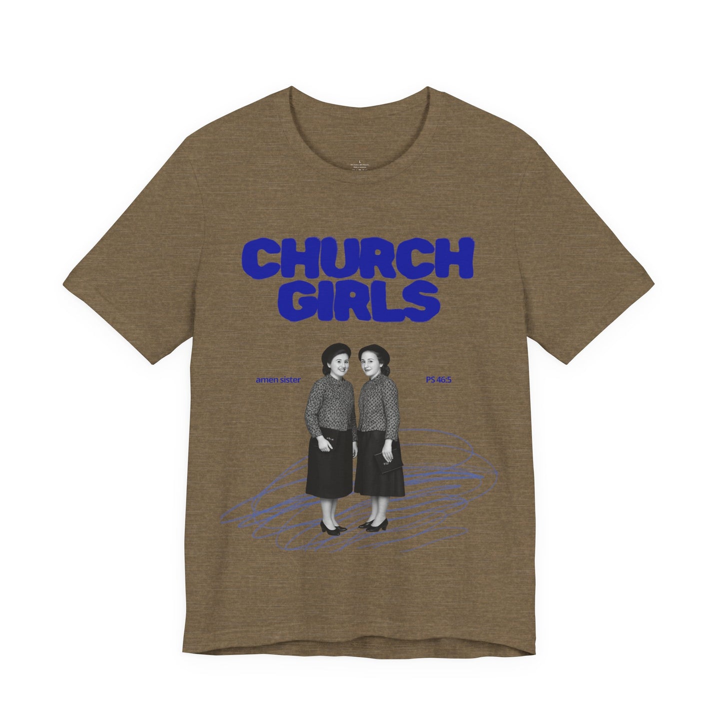 Church Girls T-Shirt | Vintage Photo, Retro Script, Religious Theme