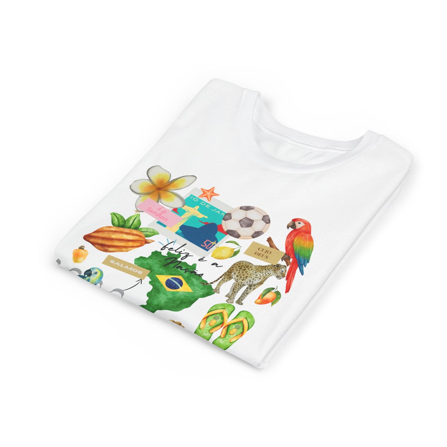 Brazil Collage WomanTee | Tropical Parrot, Toucan, Soccer, Hibiscus