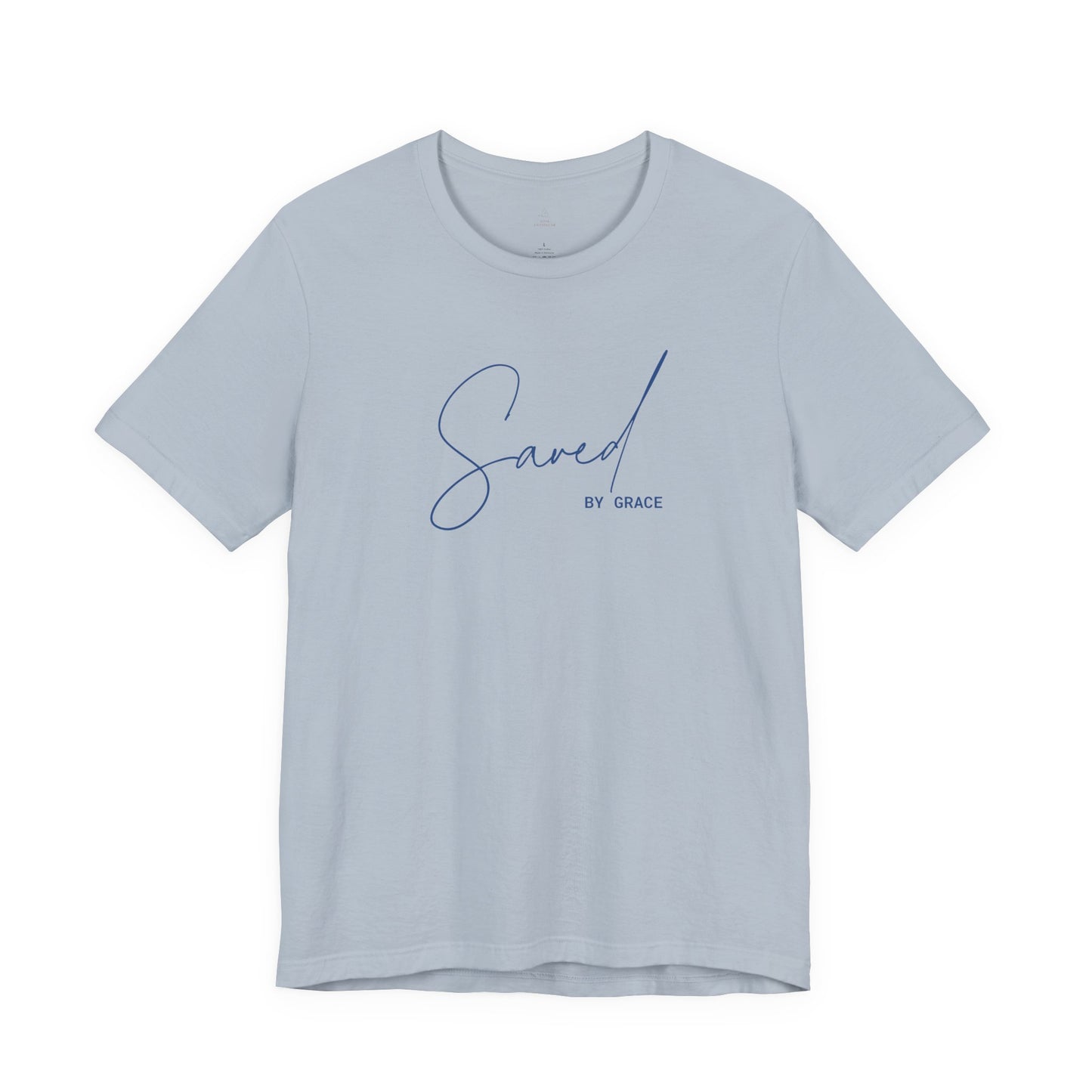 Saved By Grace Script Tee – Christian Faith Woman