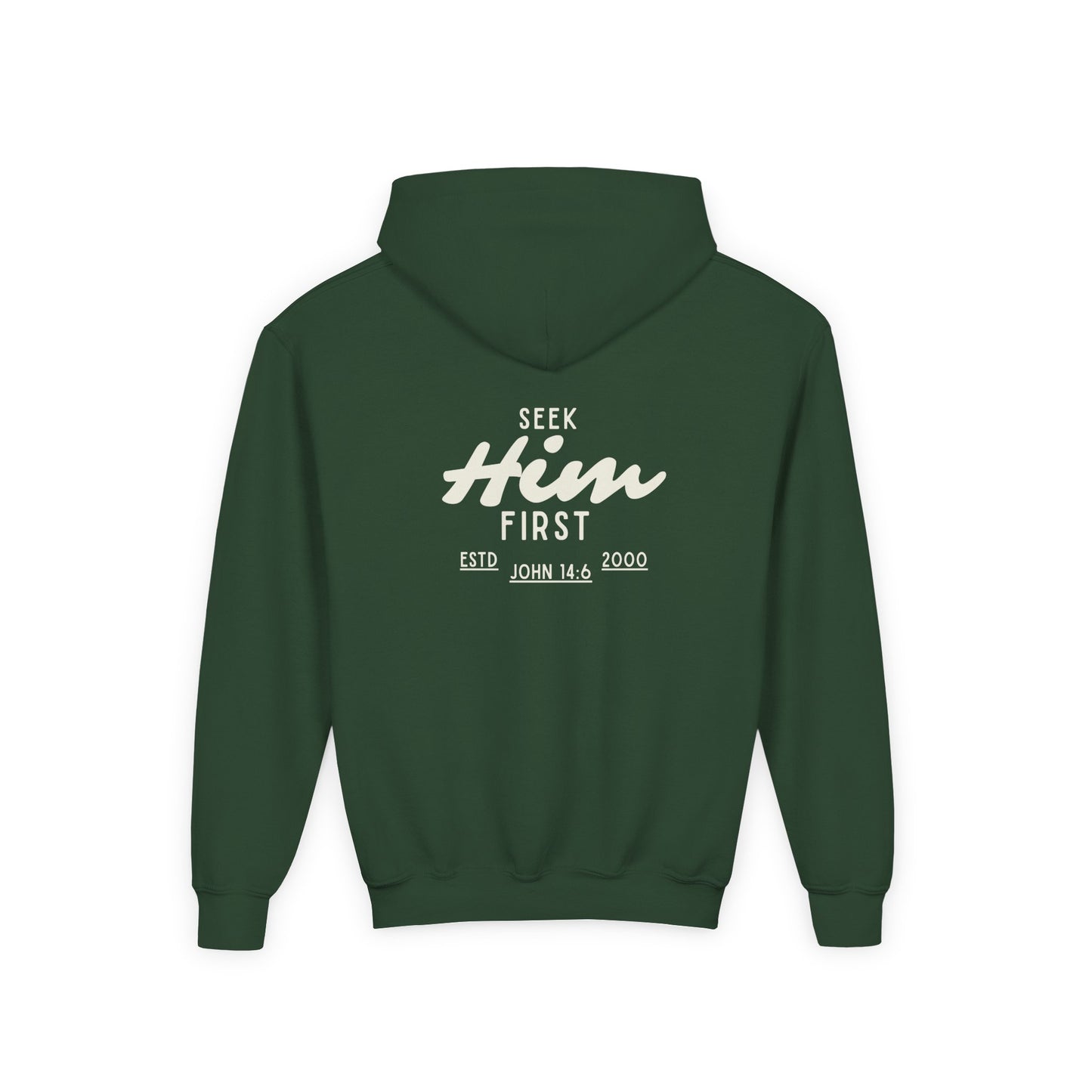 Seek Him First Man Christian Hoodie | John 14:6 Bible Verse Sweatshirt